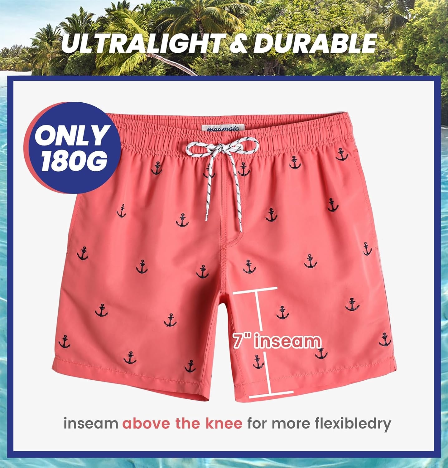 Mens Swim Trunks Quick Dry Swim Shorts with Mesh Lining Funny Swimwear Bathing Suits 7Inch